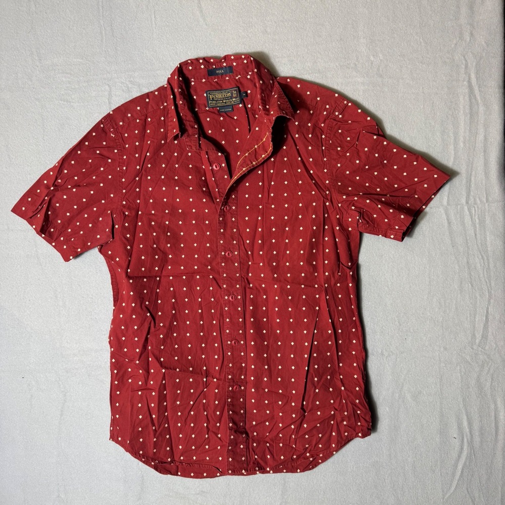 Pendleton Thomas Kay Polk Mens Red Geometric Short Sleeve Button Down Shirt M